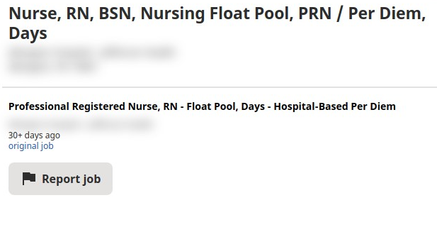 Nurse, RN, BSN, Nursing Float Pool, PRN / Per Diem, Days