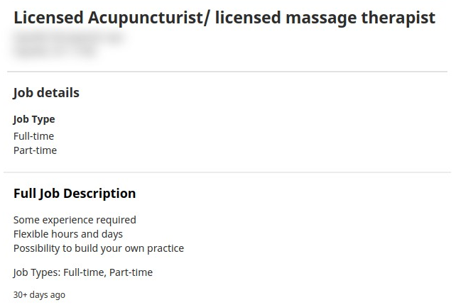 Licensed Acupuncturist/ licensed massage therapist